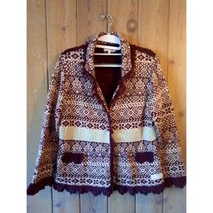 Odd Molly Chunky Cardigan with Crochet Back.  Size XL. Odd Molly Size 4